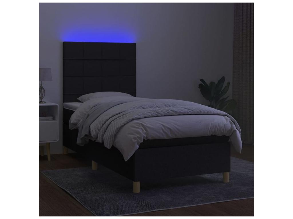 Laviecasa bed base and mattress with LED lighting, black, 100x200 cm, fabric CAPZ04564