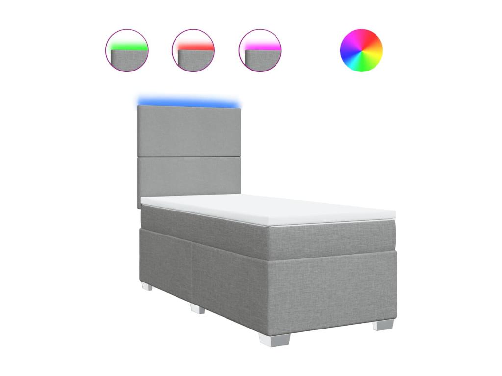 Laviecasa bed base and mattress, light grey, 90x190 cm, fabric BLDJ67866