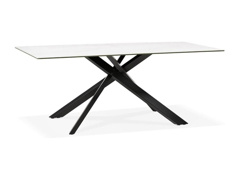 Meubiana 180cm White/Black Ceramic Dining Table