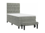 Meubiana bed base and mattress, light grey, 100x200 cm, velvet