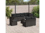 9-piece garden furniture set with cushions, black resin wicker VIYV71984