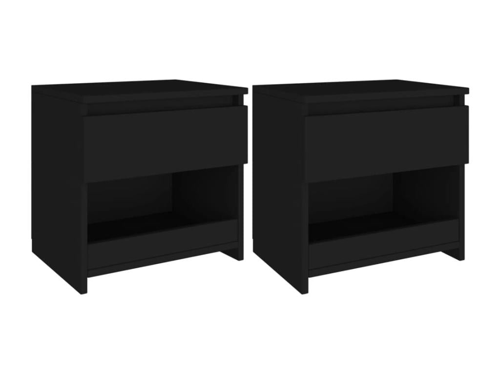 2-Piece Bedside Tables, Black, 40x30x39 cm, Chipboard, ONOY00045