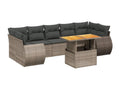 8-piece garden furniture set with grey resin wicker cushions DPQI84495