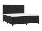 Upholstered bed base with mattress, black, 180x200 cm, velvet, NKIT21694