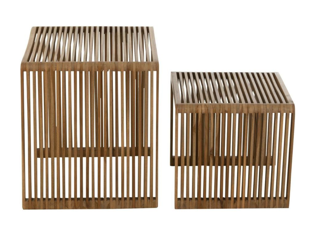 Set of 2 square nesting coffee tables in recycled teak, L50 - Laviecasa FKFB04260