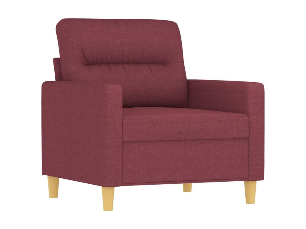3-piece sofa set with cushions, burgundy red fabric