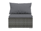 4-piece garden furniture set with cushions, grey woven resin