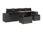 6-piece garden furniture set with cushions, black woven resin IDMW54428