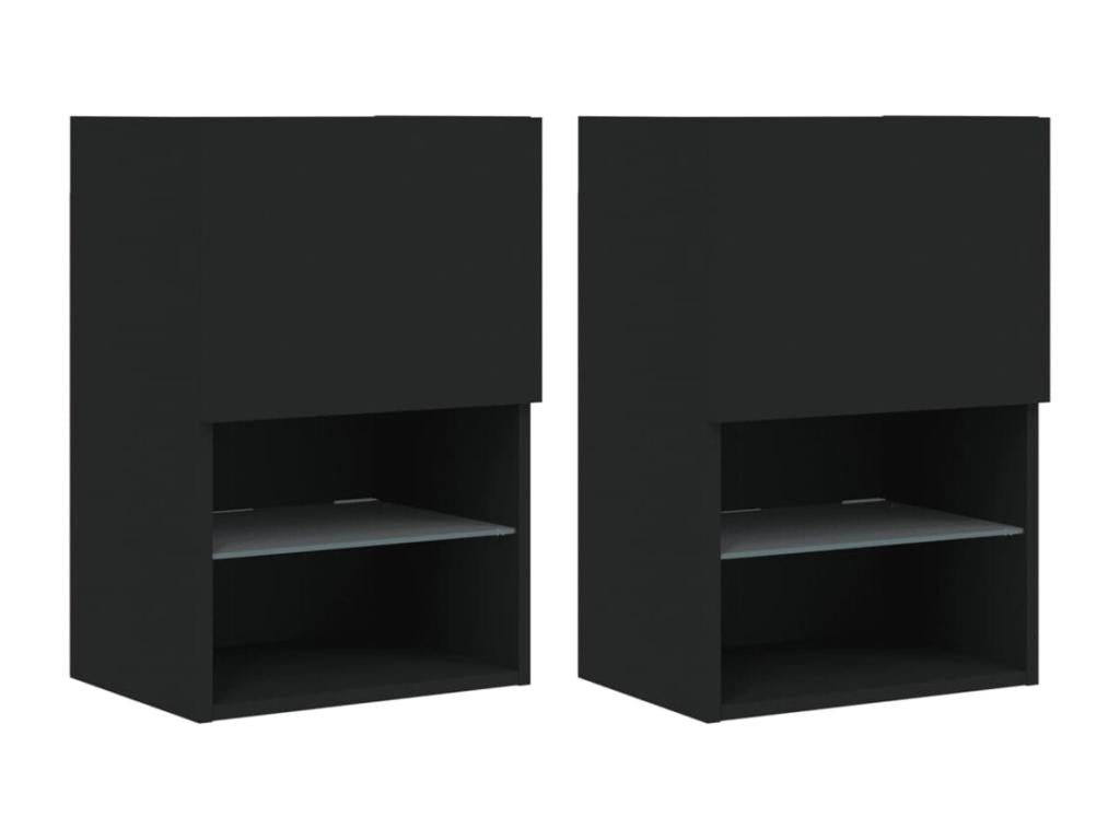 TV stand with Laviecasaères LED 2 pcs black 40.5x30x60 cm KQYF94439