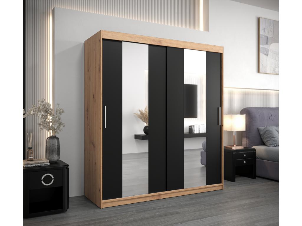 Laviecasa Sliding Door Wardrobe 200/180/62 2 Doors Laviecasa/Black CMEW93700