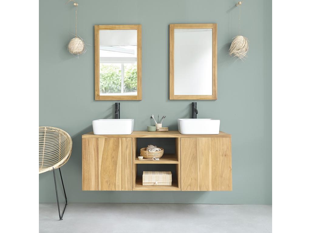 Solid teak bathroom cabinet, 135 cm
