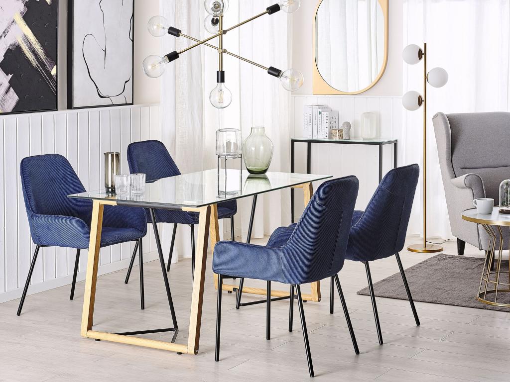 Meubiana dining table, light brown, 140 cm x 80 cm, safety glass