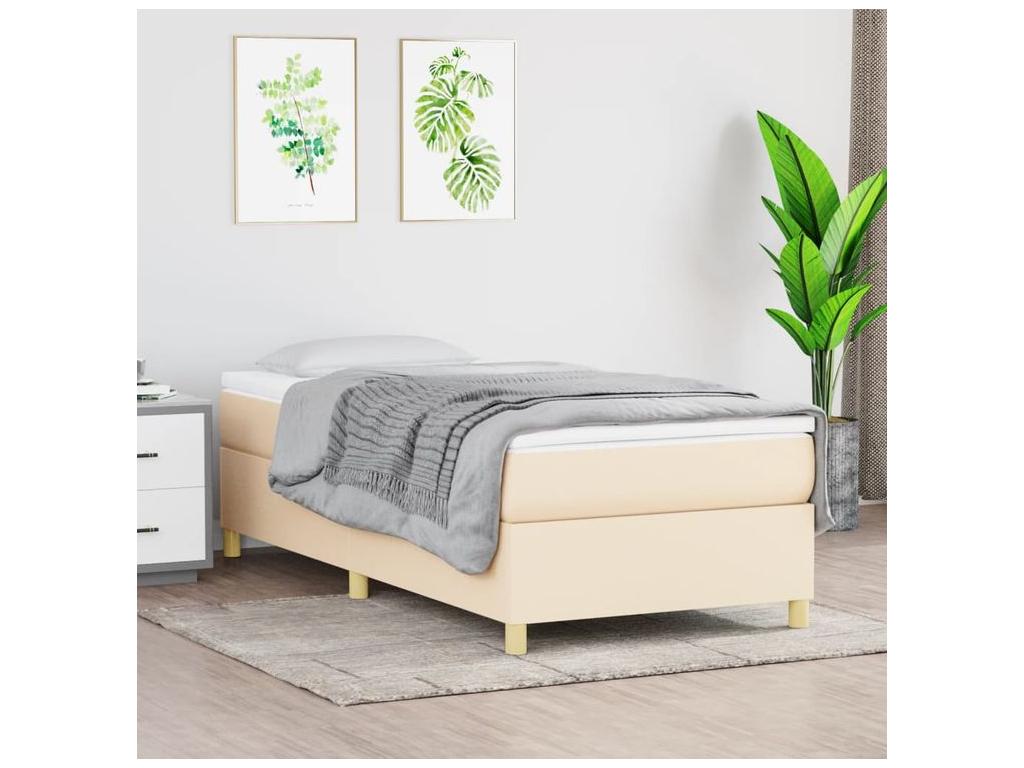 Meubiana bed base with 90x200 Cream mattress, fabric