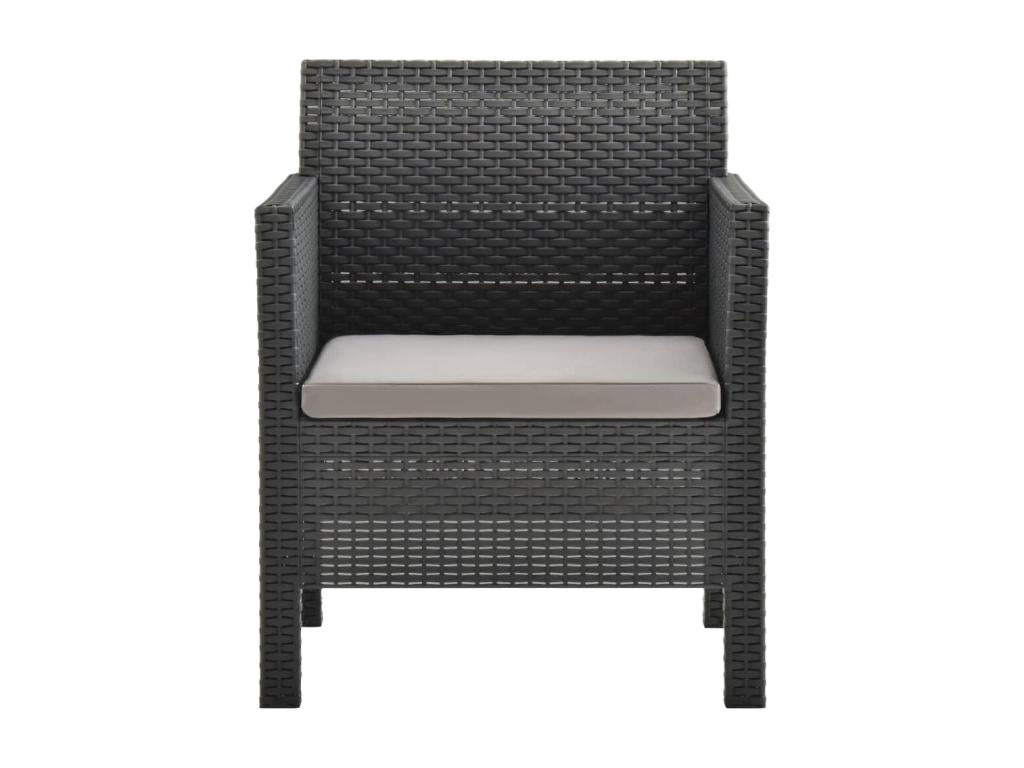 3-piece garden furniture set with PP cushions, rattan, anthracite QJKX33181