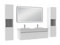 120cm double vanity unit with 3-color dimmable mirror column, white YGGK24559