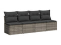 10-piece garden furniture set with cushions, grey woven resin