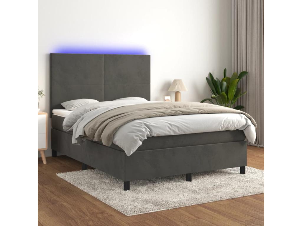 Laviecasa bed base with LED mattress, dark grey, 140x190 cm, XFMR87991