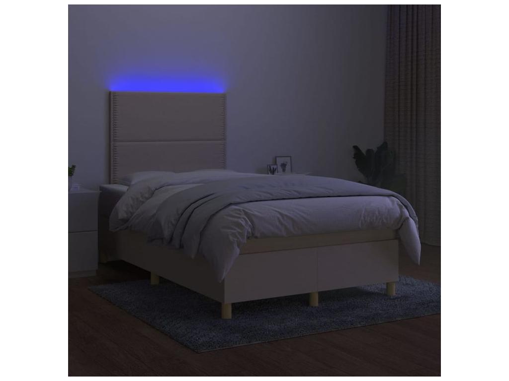 Laviecasa bed base and mattress with LED lighting, Cream, 120x200 cm, Fabric BFNM14437