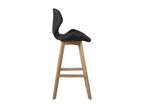 Set of 2 Scandinavian bar stools, 67cm, quilted faux leather, wooden legs, FATA black SJRQ66383
