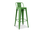 Laviecasa 76cm Industrial High Stool with Polished Steel Backrest --Green NFVC26336
