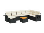 9-piece garden furniture set with cushions, black woven resin