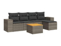 6-piece garden furniture set with grey resin wicker cushions