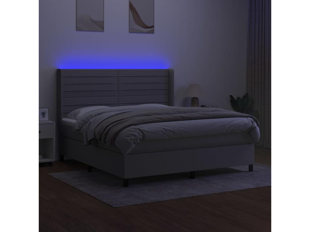 Meubiana bed base with LED light grey mattress, 180x200 cm, fabric
