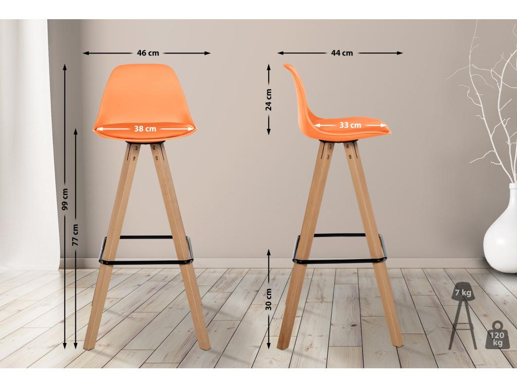 Brown wooden bar stool/chair, 38x44x99 cm, 10 0004625 UNTW20105
