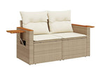 10-piece beige resin wicker garden furniture set with cushions LGUV57066