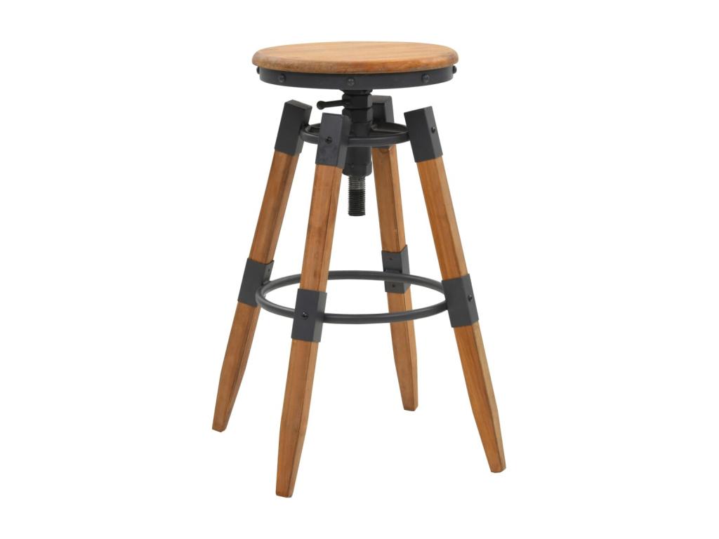 Set of 2 solid fir wood bar stools