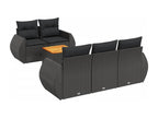 6-piece garden furniture set with cushions, black woven resin MTWE04457
