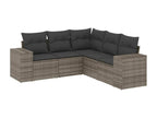 5-piece garden furniture set with grey resin wicker cushions UJWW16065