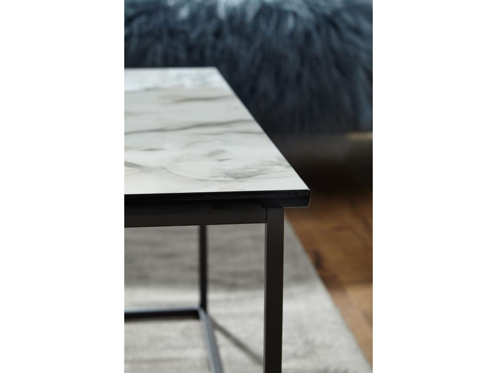 Marble Effect Coffee Table 80x38x80cm Modern Square Sofa Table MUZG68559