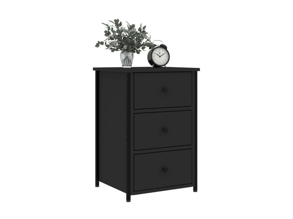 2-piece black bedside tables, 40x36x60 cm, engineered wood