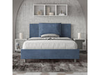 Double bed with upholstered slatted base 140x190 blue microfiber Laviecasa HHDT63521