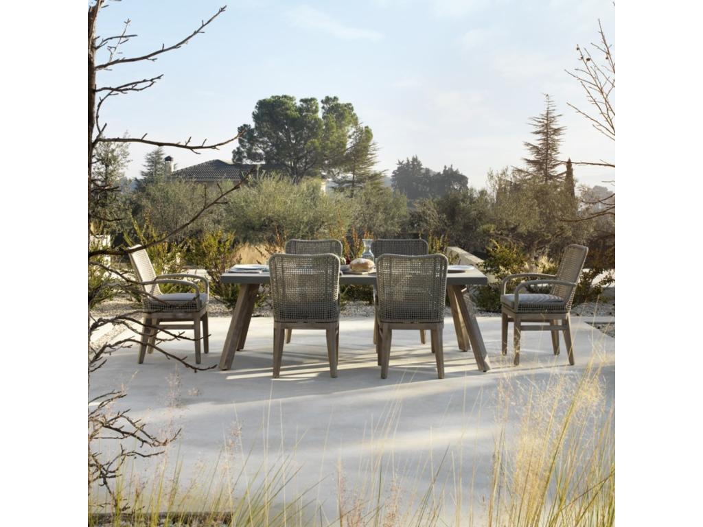 Set of 4 Meubiana wooden armchairs with rope braiding and Meubiana cushions