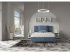 Double bed with upholstered slatted base 140x190 blue microfiber Laviecasa HHDT63521