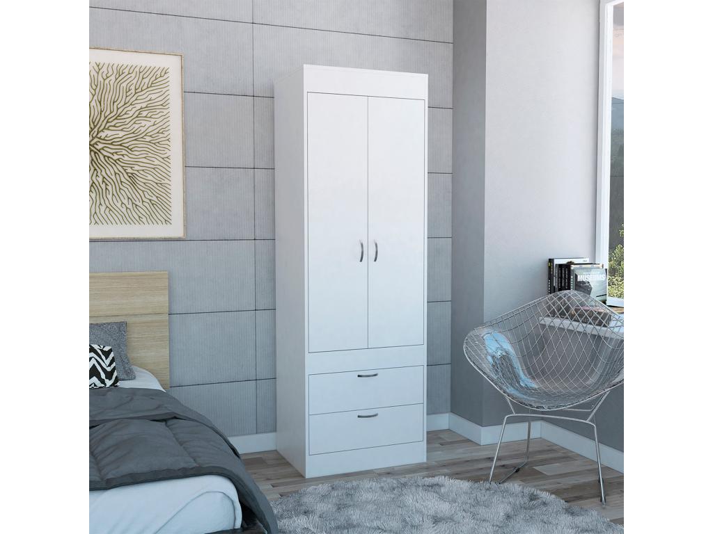 Laviecasa wardrobe with 2 drawers and hanging rail, 178.81 cm x 59.18 cm x 48 cm, White, UJJF66663