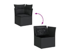 9-piece garden furniture set with cushions, black wicker resin QIWH88457