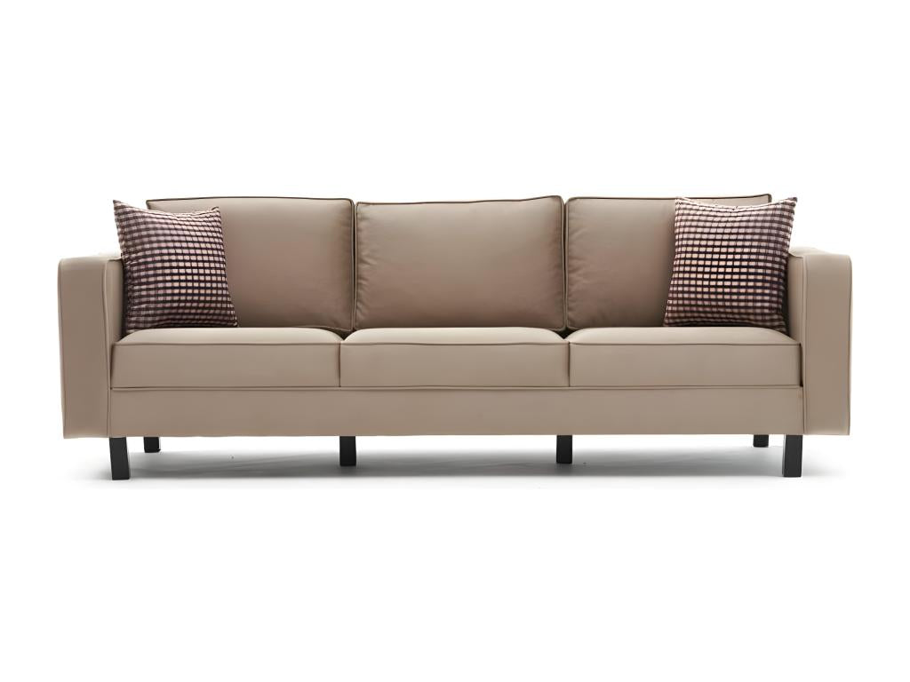 Laviecasa 222cm Beige Velvet 3-Seater Classic Sofa NGTM34567