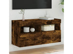 Laviecasaères wall-mounted TV unit with LED lighting, smoked oak finish, 80x30x40 cm, EQCR82664