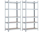 Pack of 2 galvanized modular shelving units with 5 adjustable shelves, 180x90x40cm, 875kg, 7house
