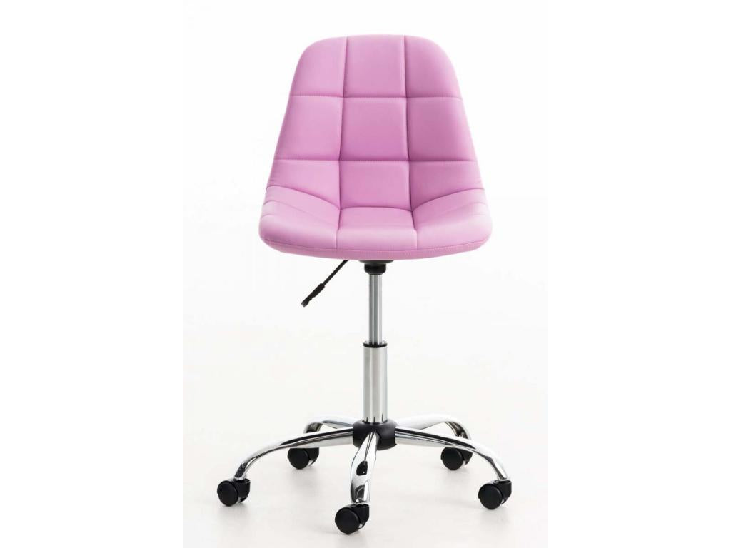 Office chair - Faux leather / Chrome metal - Pink - Meubiana