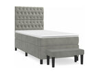 Meubiana bed base and mattress, light grey, 100x200 cm, velvet