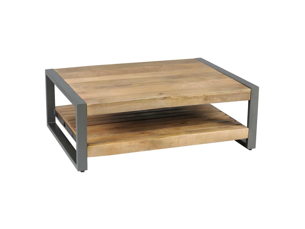Rectangular coffee table, wood/metal - Meubiana