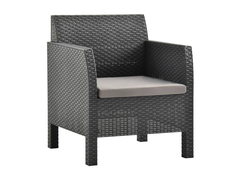 3-piece garden furniture set with PP cushions, rattan, anthracite QJKX33181