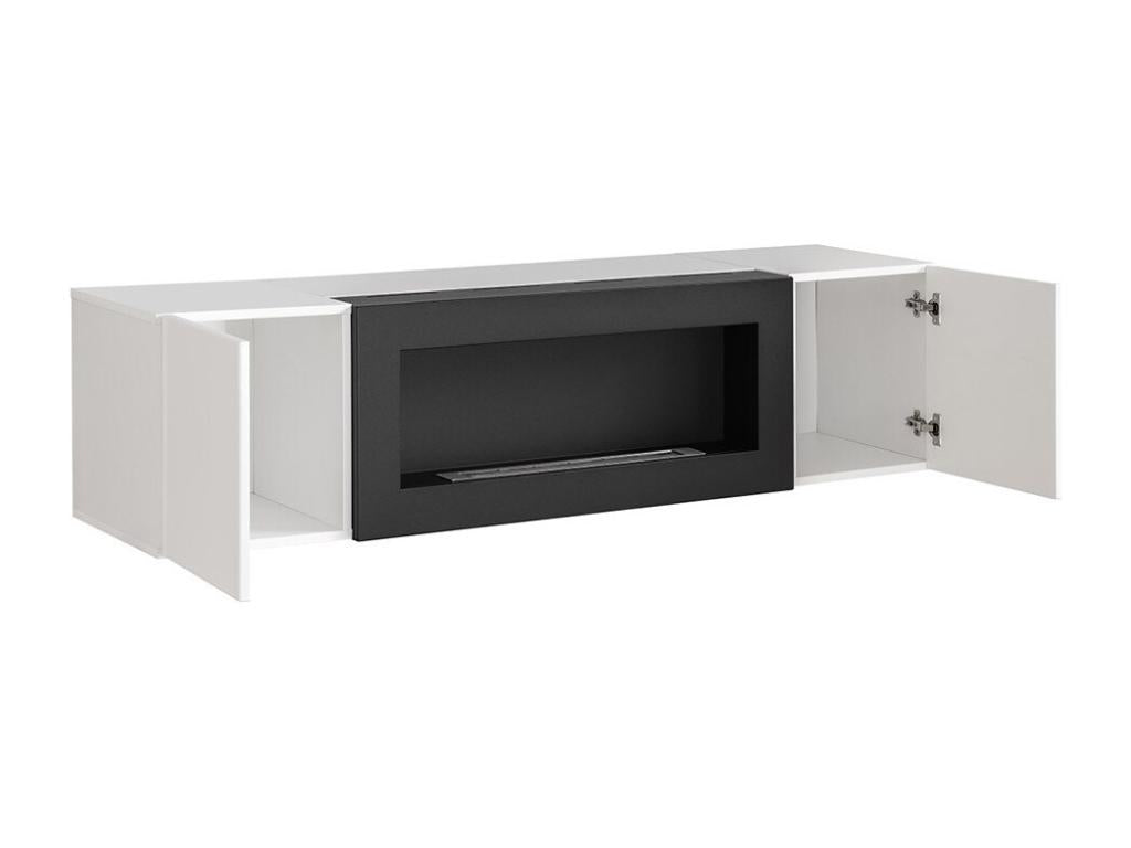 FLY M1 collection wall-mounted furniture set with decorative fireplace - Black. AXVQ60135