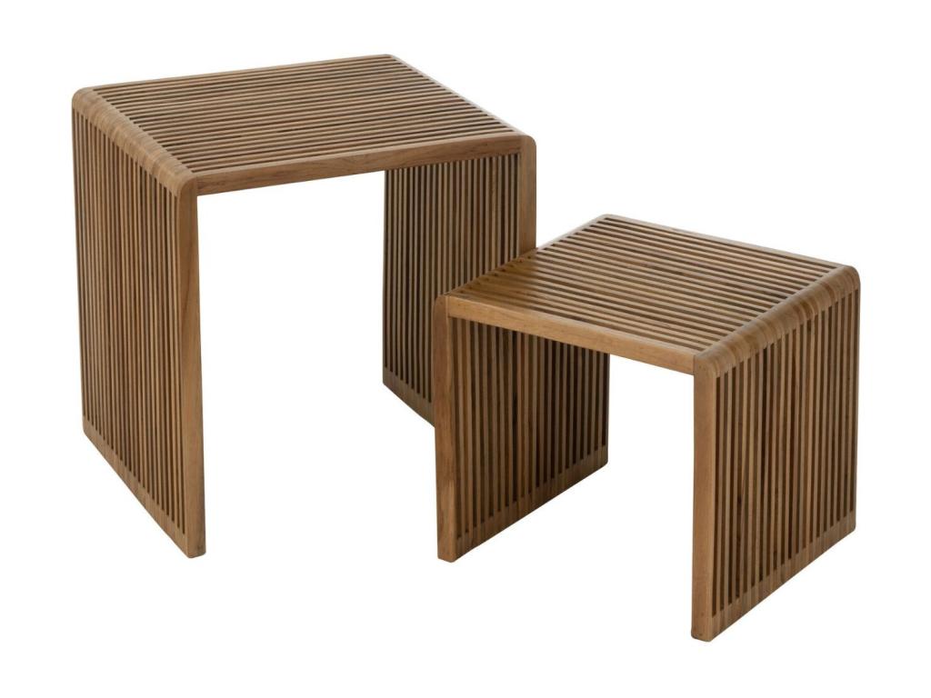 Set of 2 square nesting coffee tables in recycled teak, L50 - Laviecasa FKFB04260