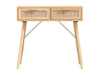 Brown console table 80x30x75 cm Solid pine wood / natural rattan YSQN65881