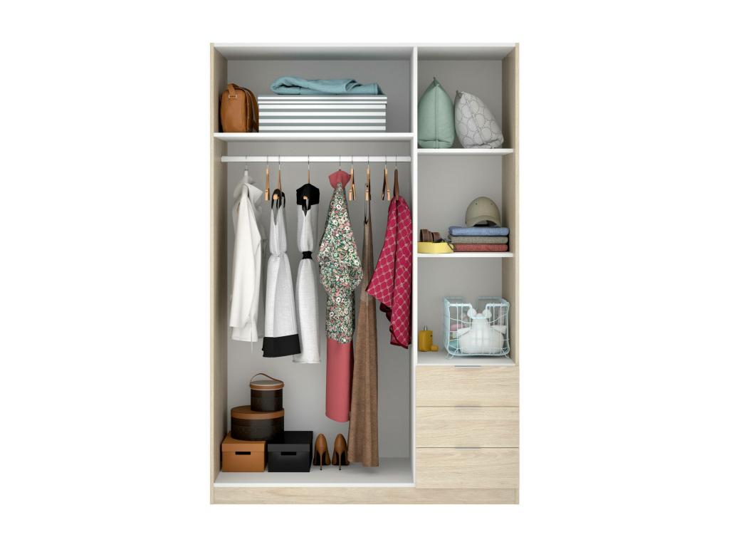 Laviecasa Wardrobe with Clothes Hanger for Bedroom, Wardrobe with 3 Hinged Doors and 3 Drawers, 121x52x184 cm, Oak, BWYH94947